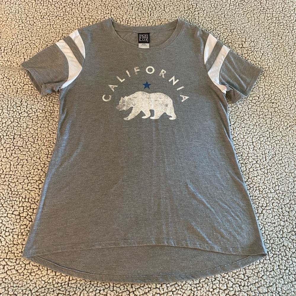 California Bear Gray Baseball Ringer Graphic T-shirt Women’s Juniors Size XL